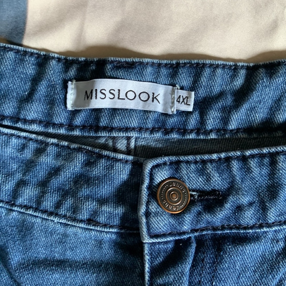 Misslook wildflowers jeans painted on both legs boyfriend cut wide leg 14/16 - Picture 7 of 10